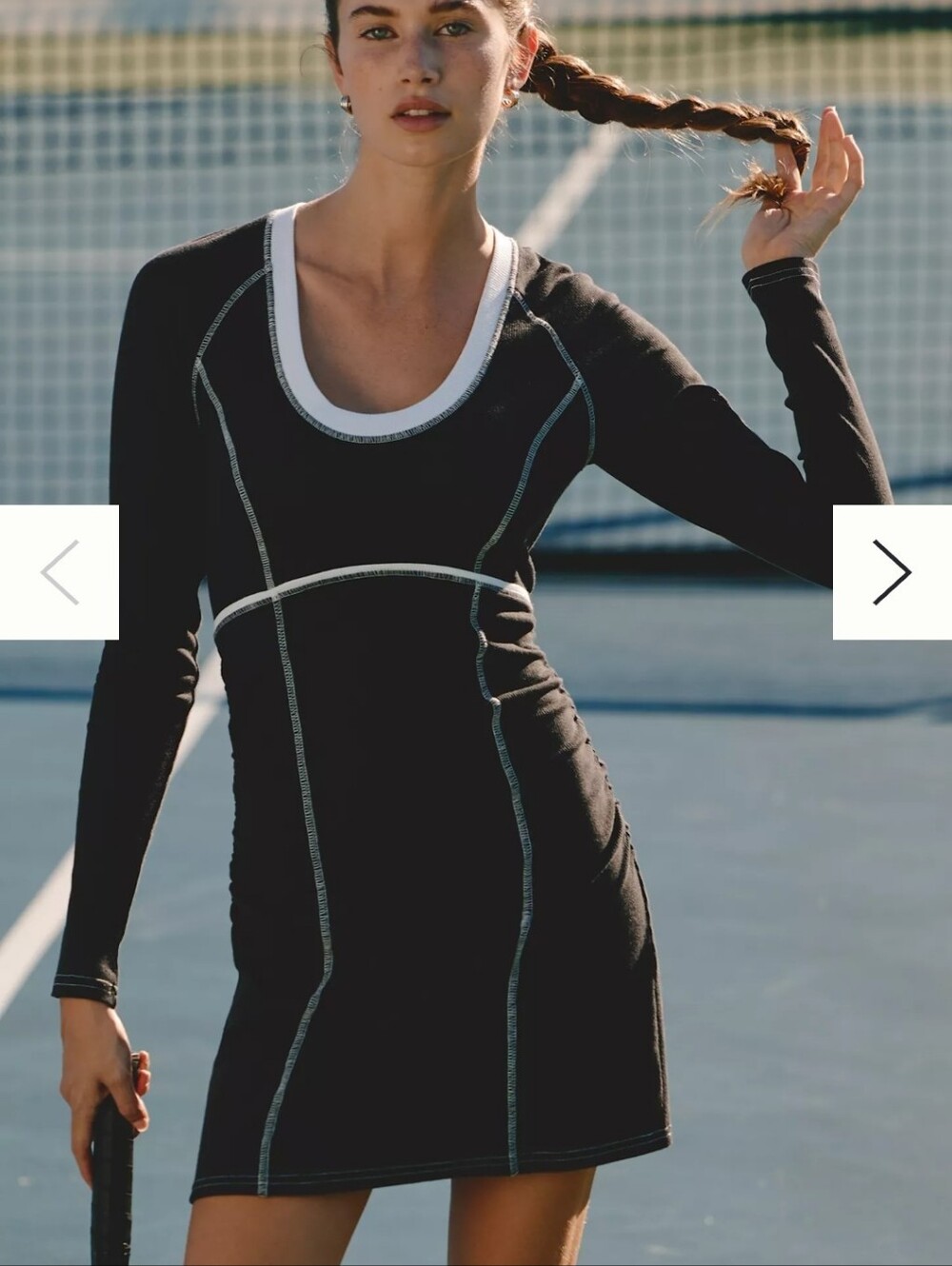 ANTHROPOLOGIE Daily Practice Scoop-Neck Long-Sleeve Mini Dress